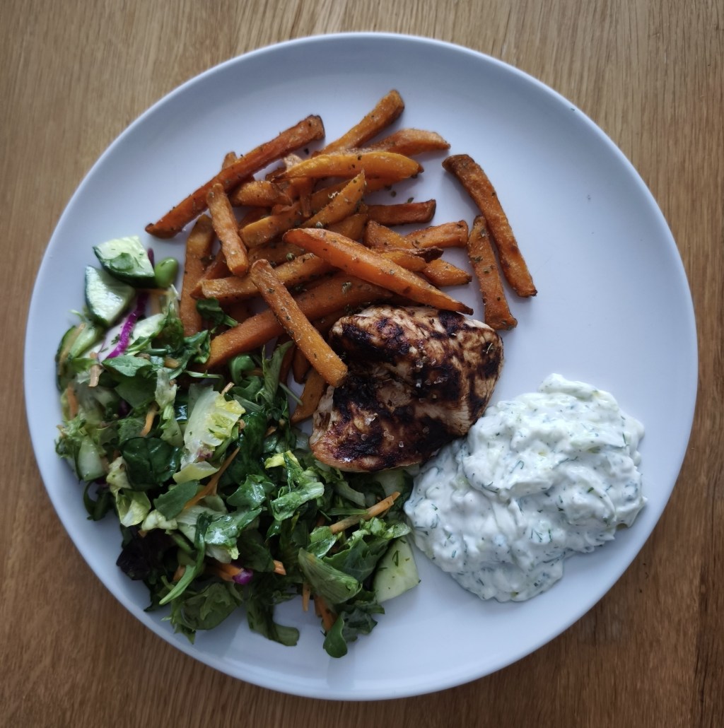 Deliciously Easy: Our Go-To Chicken & Sweet Potato Chips with Homemade&nbsp;Tzatziki